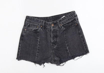 H&M Womens Grey Cotton Cut-Off Shorts Size 28 in L3 in Regular Button
