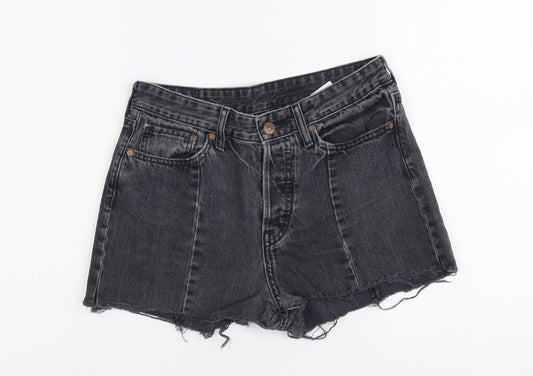 H&M Womens Grey Cotton Cut-Off Shorts Size 28 in L3 in Regular Button