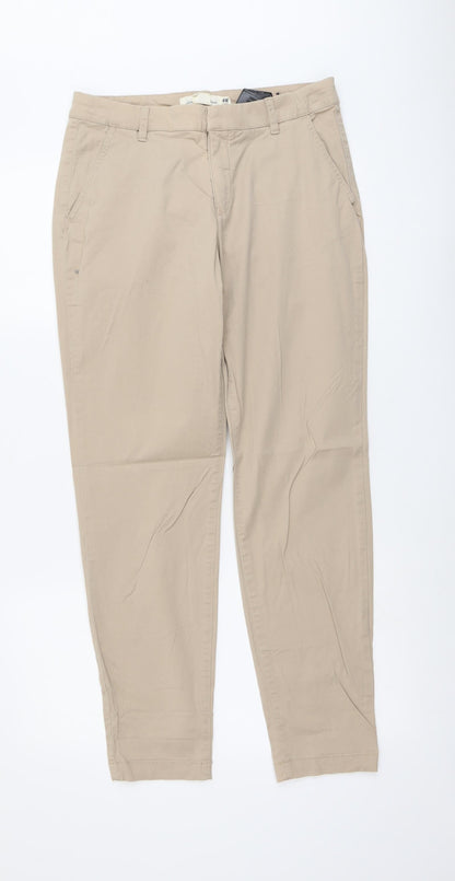 Womens UK Size 8 H&M Regular Fit Chino Beige Trousers