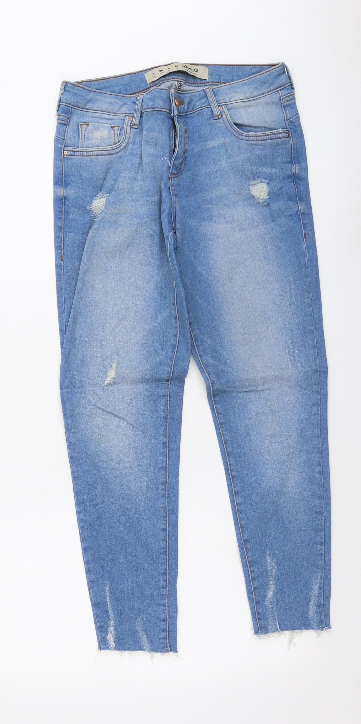 Denim & Co. Womens Blue Cotton Skinny Jeans Size 8 L25 in Regular Button