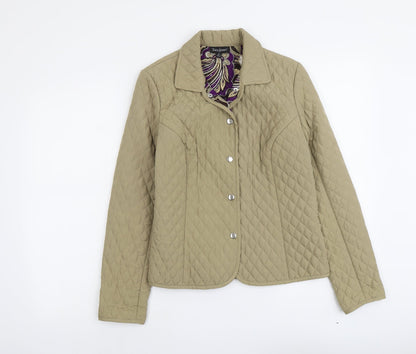 Tara Jones Womens Beige Quilted Jacket Size 6 Snap
