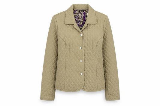 Tara Jones Womens Beige Quilted Jacket Size 6 Snap