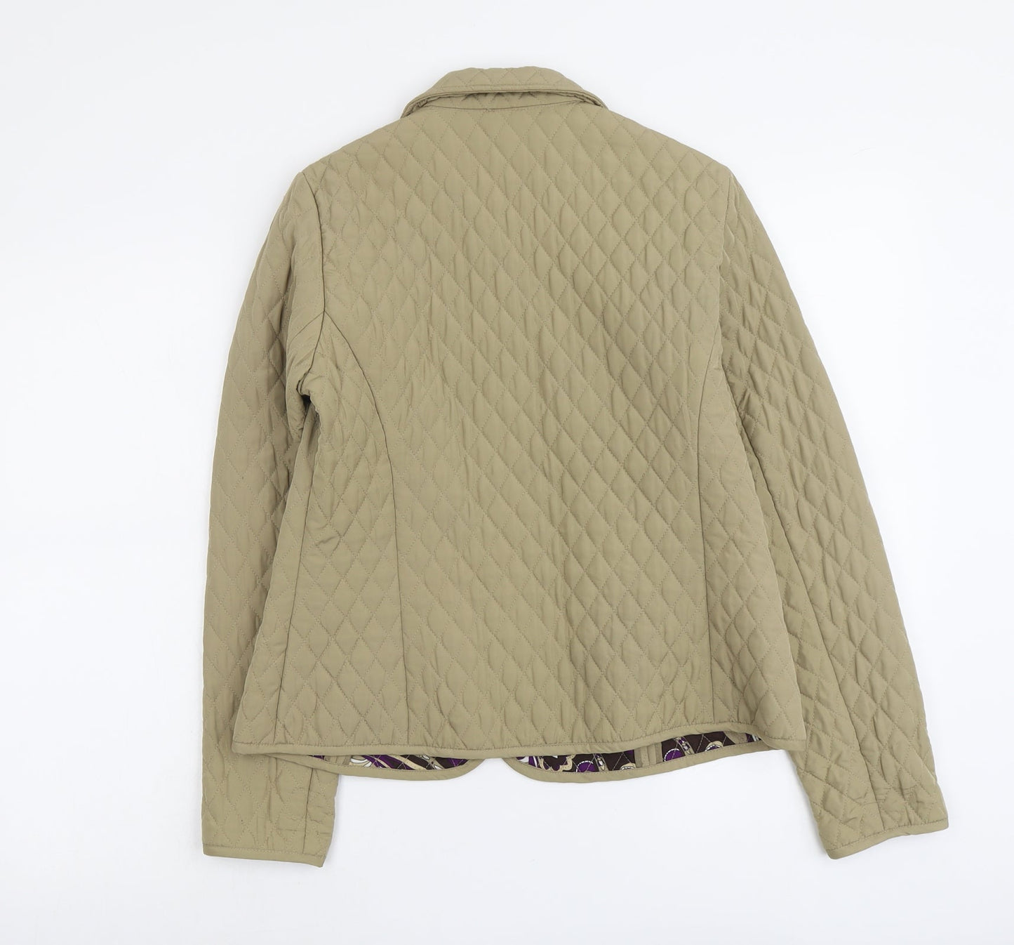 Tara Jones Womens Beige Quilted Jacket Size 6 Snap