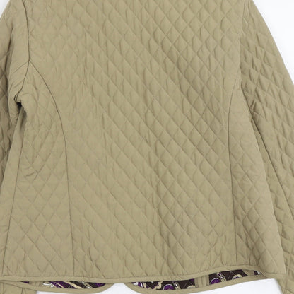 Tara Jones Womens Beige Quilted Jacket Size 6 Snap