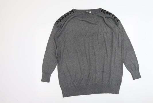 Womens UK Size L Yessica Grey Pullover Jumper
