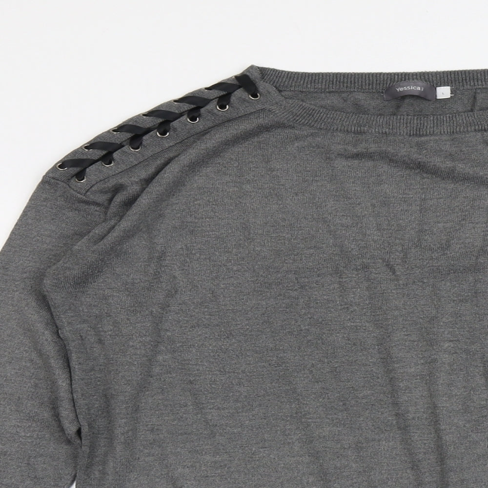 Womens UK Size L Yessica Grey Pullover Jumper