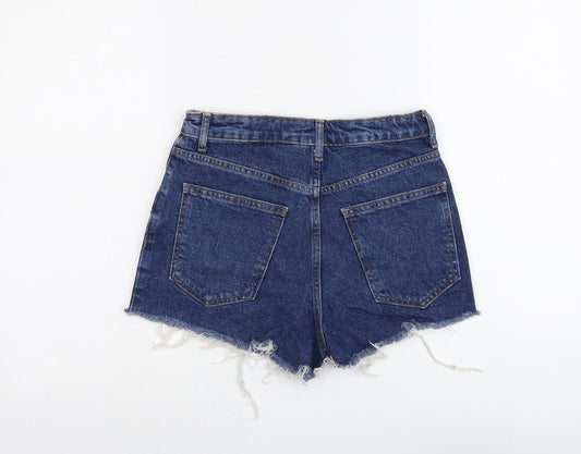 FOREVER 21 Womens Blue Cotton Hot Pants Shorts Size 24 in L3 in Regular Button
