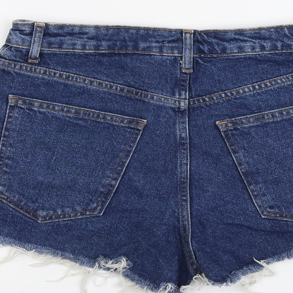 FOREVER 21 Womens Blue Cotton Hot Pants Shorts Size 24 in L3 in Regular Button
