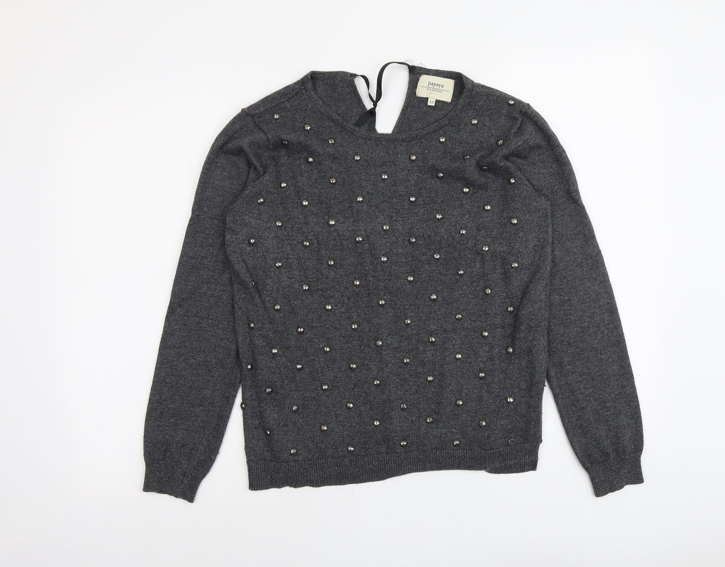 Womens UK Size 12 Papaya Grey Pullover Jumper