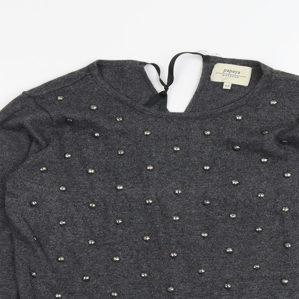 Womens UK Size 12 Papaya Grey Pullover Jumper