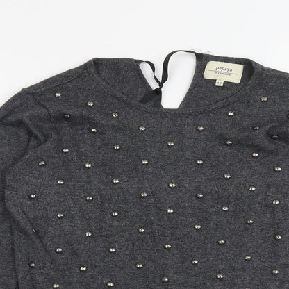 Womens UK Size 12 Papaya Grey Pullover Jumper