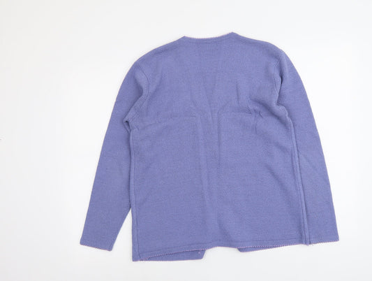 Alibi Womens Purple Round Neck Acrylic Cardigan Jumper Size 14