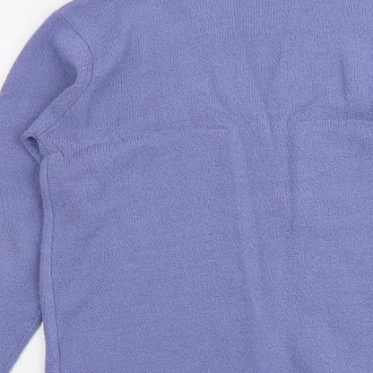 Alibi Womens Purple Round Neck Acrylic Cardigan Jumper Size 14