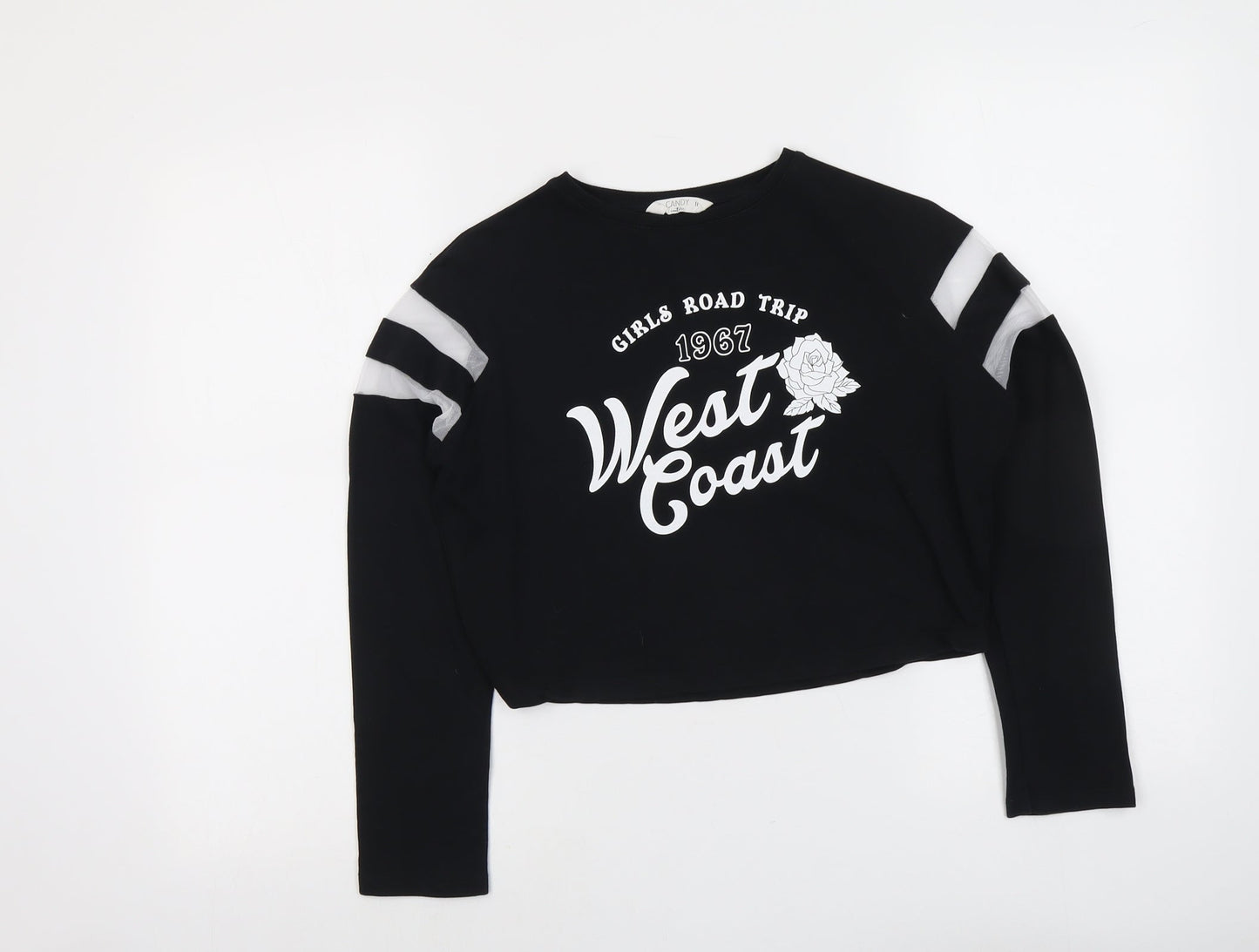 Candy Couture Girls Black Cotton Pullover Sweatshirt Size 11 Years Pullover - Girls Road Trip West Coast