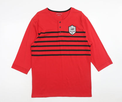 Cardiff City Mens Red Cotton T-Shirt Size L Round Neck