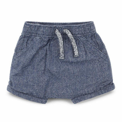 George Boys Blue Geometric Linen Cropped Trousers Size 3-6 Months Drawstring