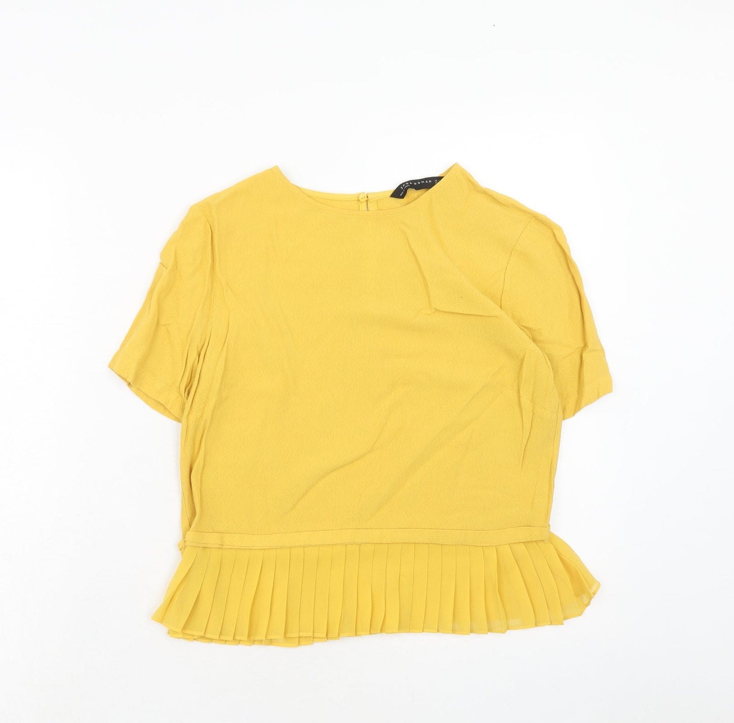 Womens UK Size S Zara Yellow Basic Blouse