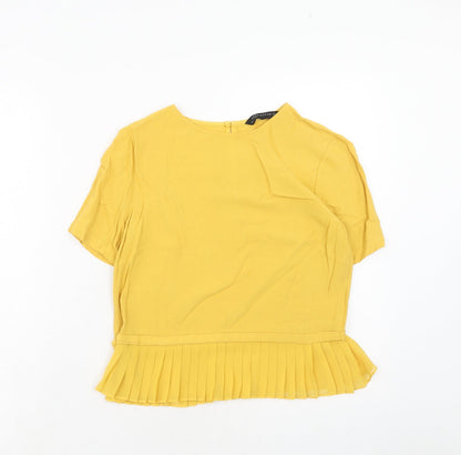 Womens UK Size S Zara Yellow Basic Blouse
