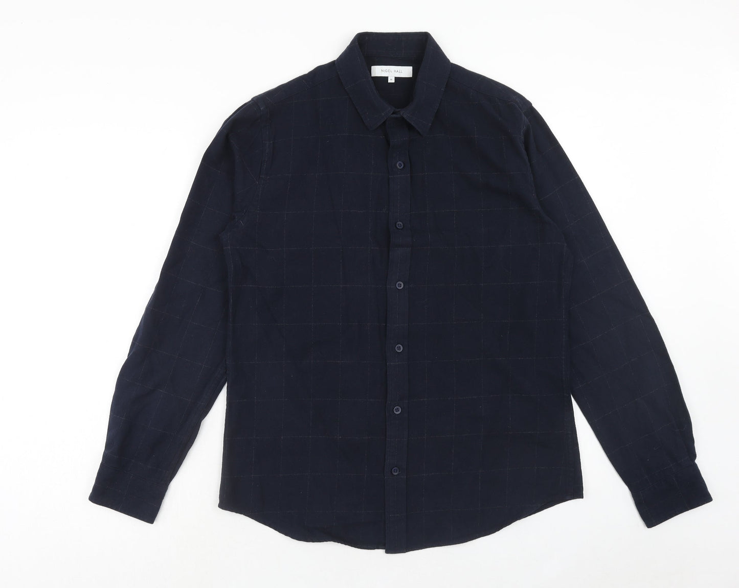 Mens UK Size M Nigel Hall Blue  Button-Up Long Sleeve Casual Shirt