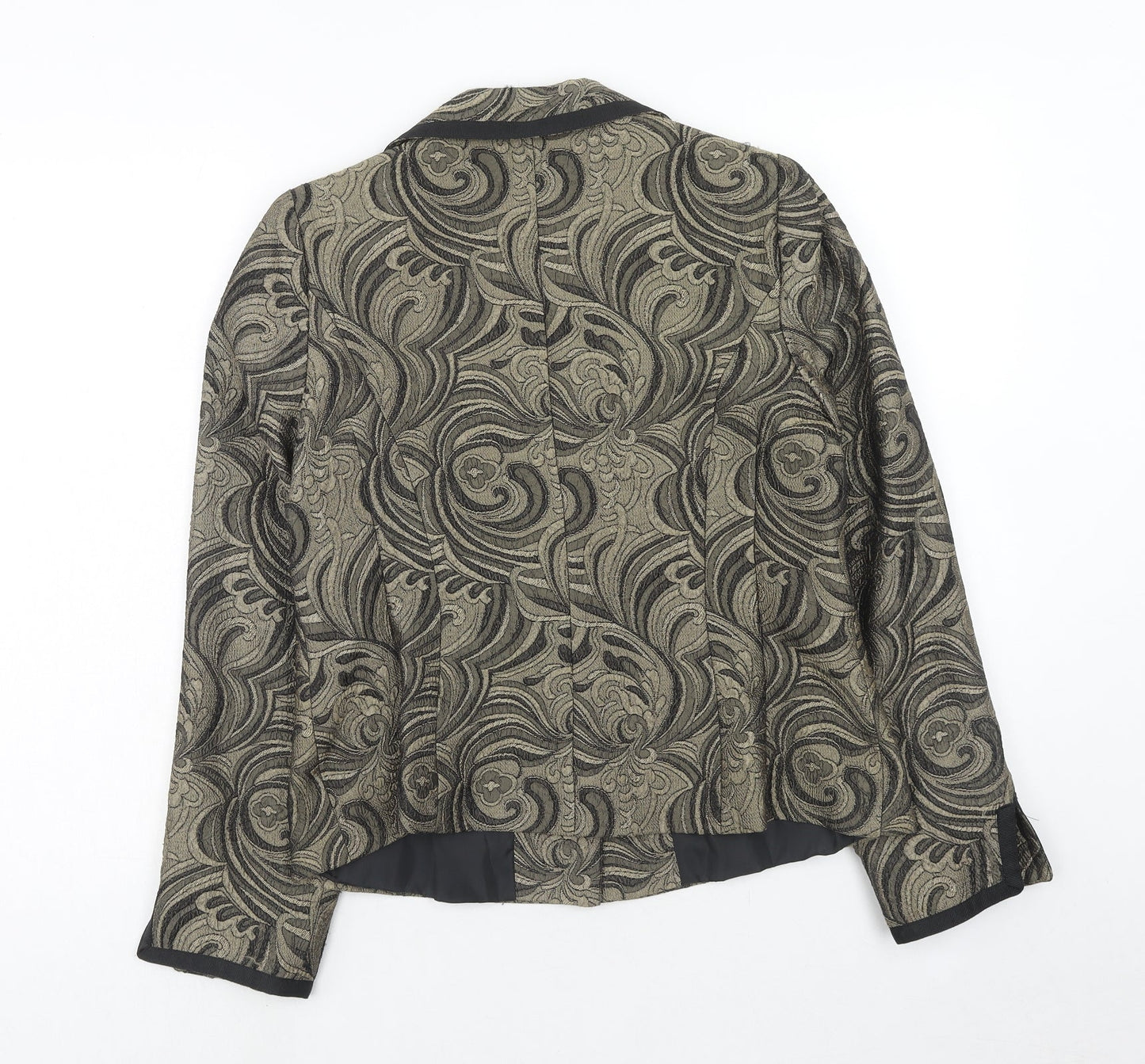 Perrie Womens Gold Polyester Jacket Blazer Size 12 - Baroque Pattern