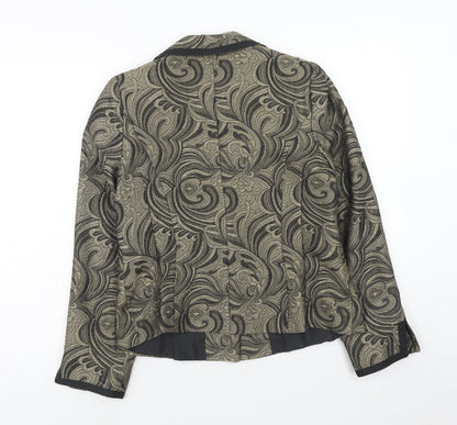 Perrie Womens Gold Polyester Jacket Blazer Size 12 - Baroque Pattern