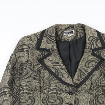 Perrie Womens Gold Polyester Jacket Blazer Size 12 - Baroque Pattern