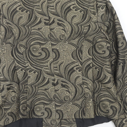 Perrie Womens Gold Polyester Jacket Blazer Size 12 - Baroque Pattern