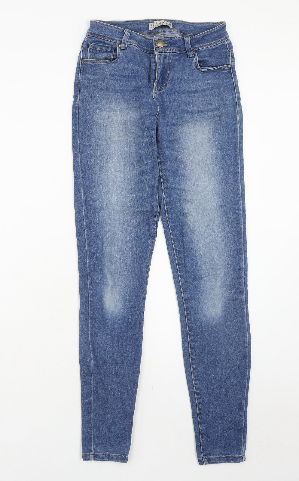 Denim&co Womens Blue Cotton Skinny Jeans Size 8 Regular Zip