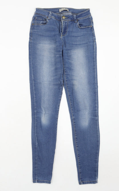Denim&co Womens Blue Cotton Skinny Jeans Size 8 Regular Zip