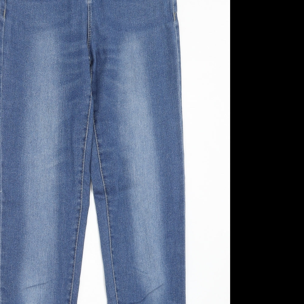 Denim & Co. Womens Blue Cotton Straight Jeans Size 8 Regular Zip