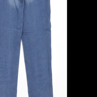 Denim & Co. Womens Blue Cotton Straight Jeans Size 8 Regular Zip
