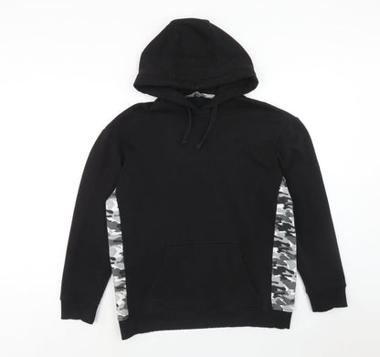 Fluid Womens Black Cotton Pullover Hoodie Size 10 Pullover