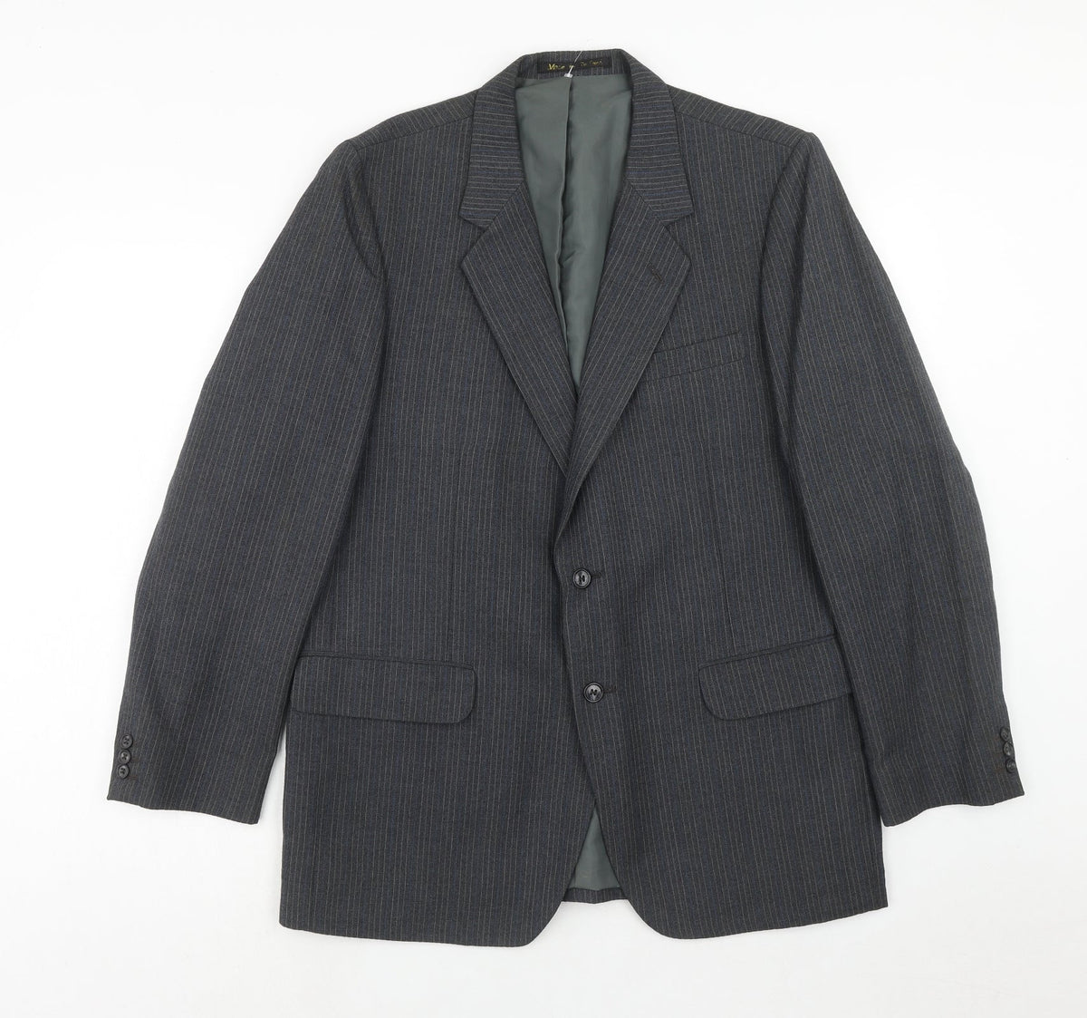 BARONIA Mens Grey Striped Wool Jacket Suit Jacket Size 38 Regular