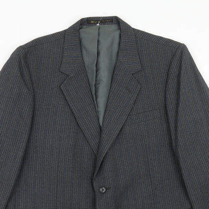 BARONIA Mens Grey Striped Wool Jacket Suit Jacket Size 38 Regular