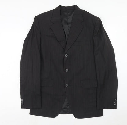 Capital Mens Black Striped Polyester Jacket Suit Jacket Size 38 Regular