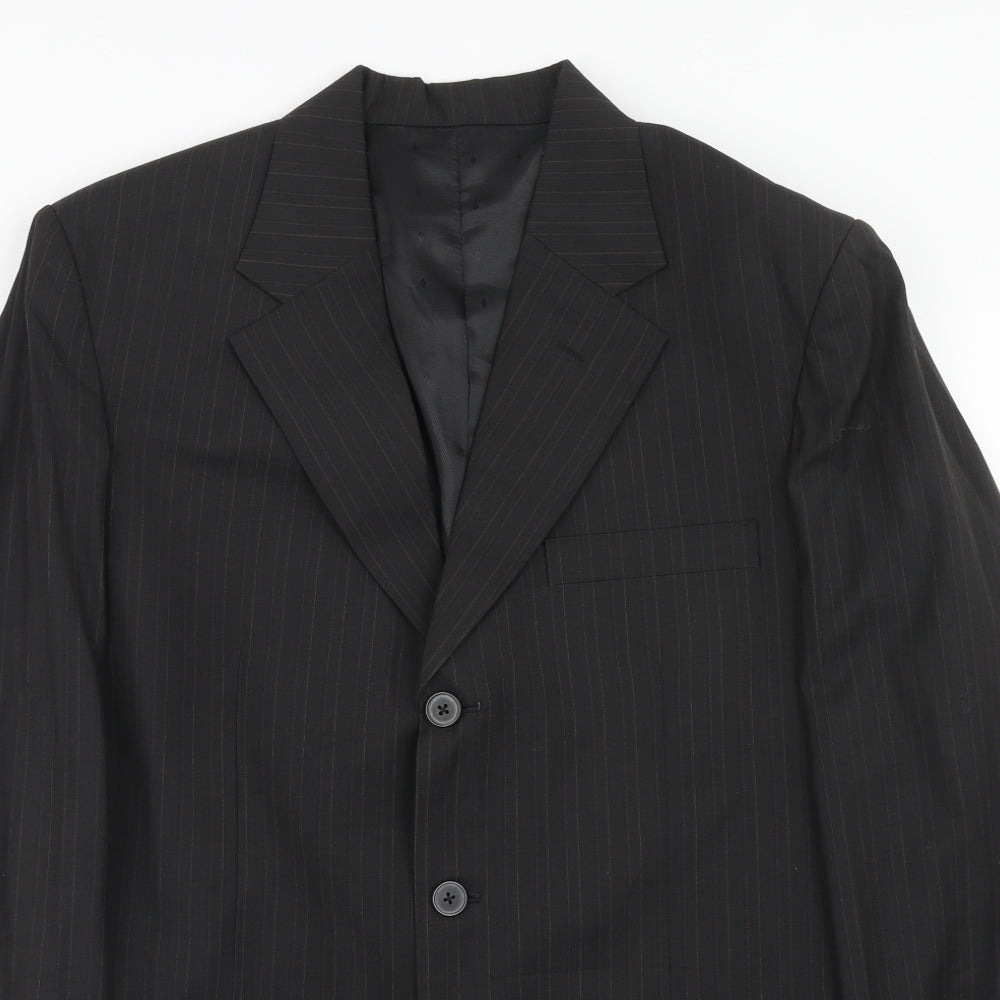 Capital Mens Black Striped Polyester Jacket Suit Jacket Size 38 Regular