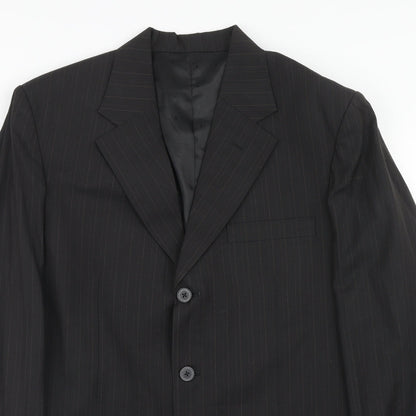 Capital Mens Black Striped Polyester Jacket Suit Jacket Size 38 Regular