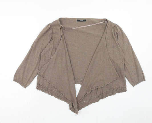George Womens Brown V-Neck Cotton Cardigan Jumper Size 14