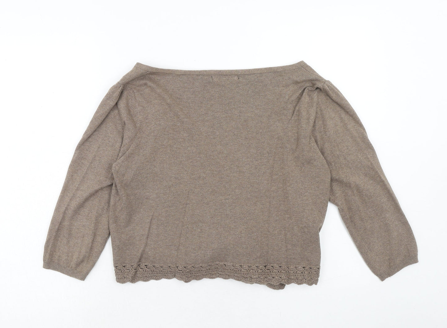 George Womens Brown V-Neck Cotton Cardigan Jumper Size 14