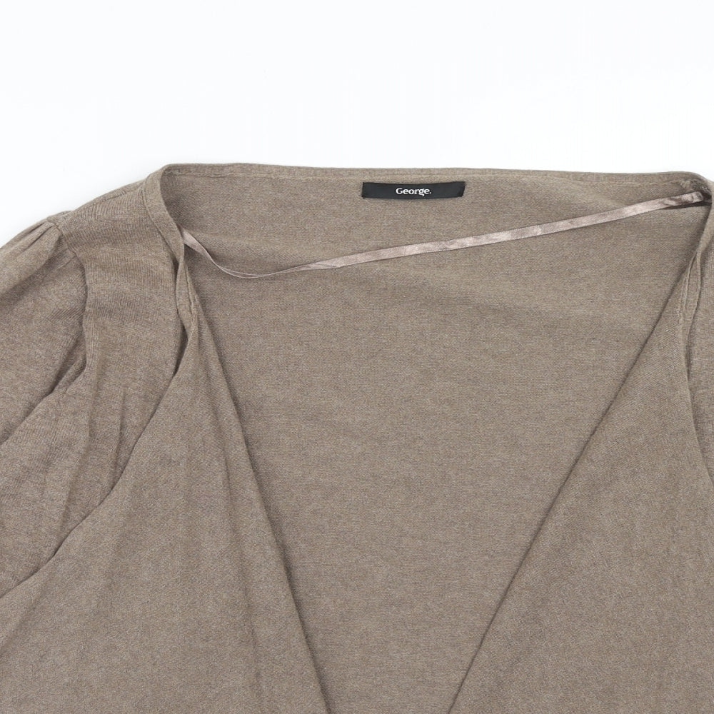 George Womens Brown V-Neck Cotton Cardigan Jumper Size 14