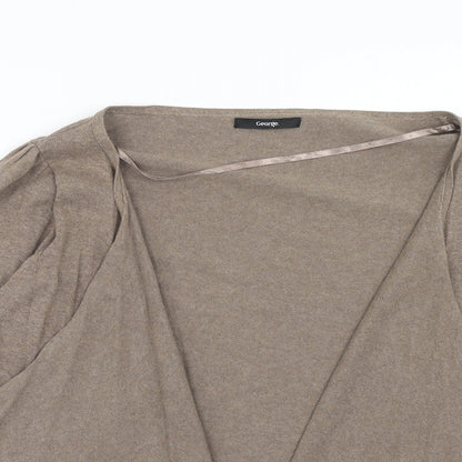 George Womens Brown V-Neck Cotton Cardigan Jumper Size 14