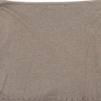 George Womens Brown V-Neck Cotton Cardigan Jumper Size 14