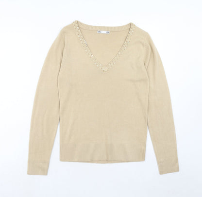 Womens UK Size S EA Beige Pullover Jumper