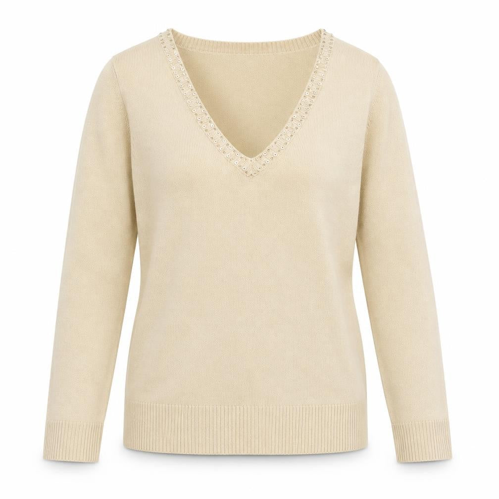 Womens UK Size S EA Beige Pullover Jumper