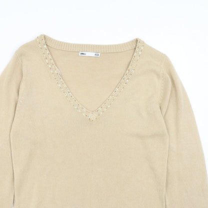 Womens UK Size S EA Beige Pullover Jumper