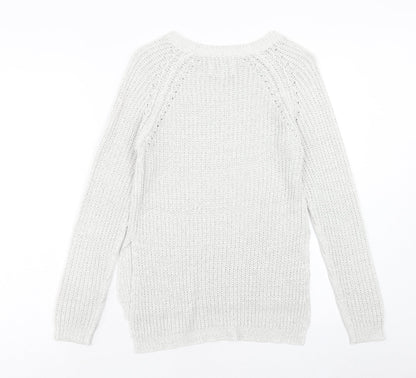 Womens UK Size S Papaya Grey Pullover Jumper