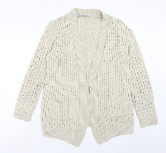 Womens UK Size M Pure & Natural Beige Cardigan Jumper