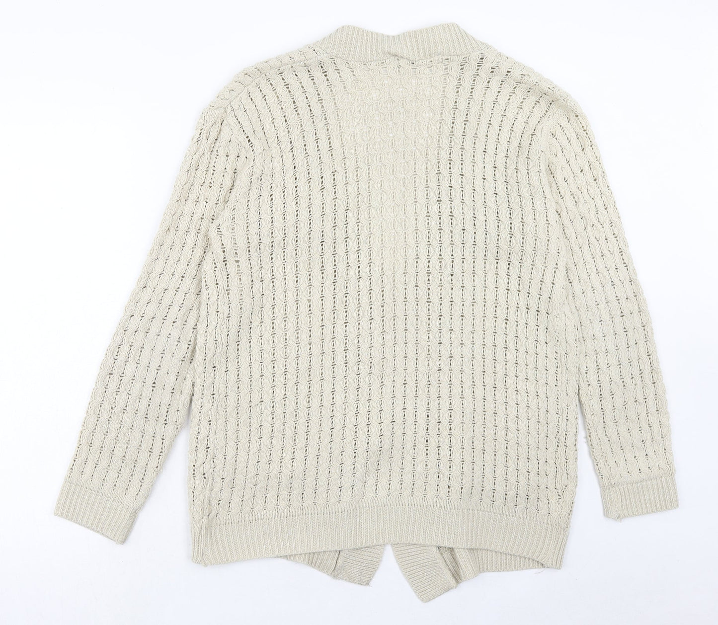 Womens UK Size M Pure & Natural Beige Cardigan Jumper