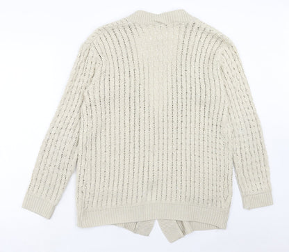 Womens UK Size M Pure & Natural Beige Cardigan Jumper