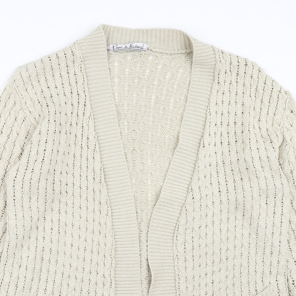 Womens UK Size M Pure & Natural Beige Cardigan Jumper
